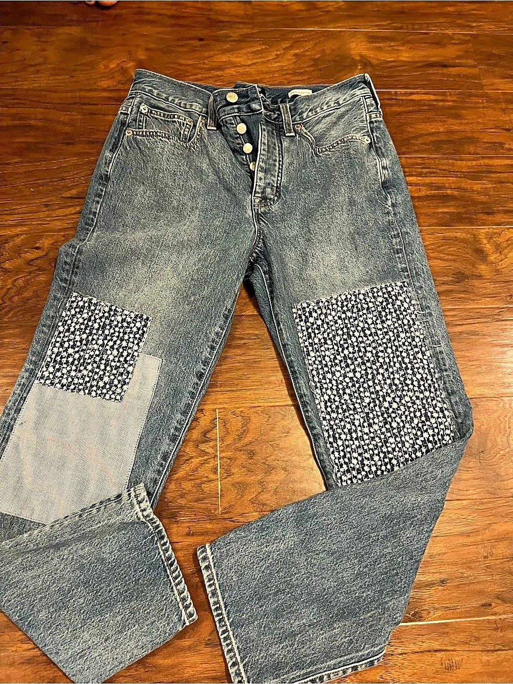 J.Crew Premium Edition Slim Boyfriend Patchwork Jeans Gray